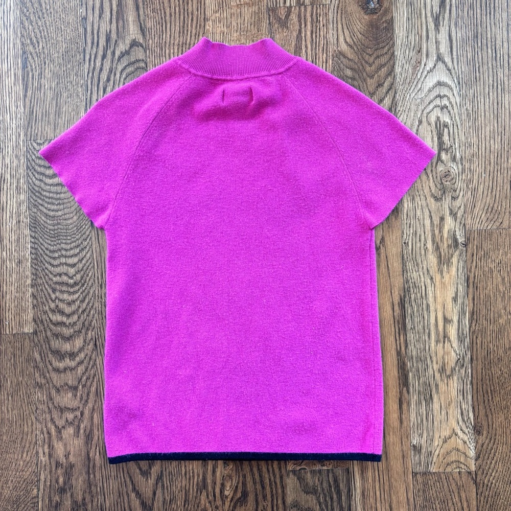 Anthropologie Maeve Short-Sleeve Mock Neck Sweater in Pink Medium Button - Picture 5 of 5